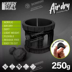 Green Stuff World: 5716 Air Dry modeling Clay - BLACK | 250g 2