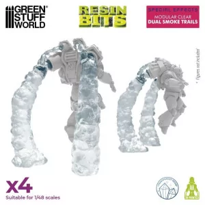 Green Stuff World: 12915 Resin Bits - Modular Clear Dual Smoke Trails 1/48 [4]