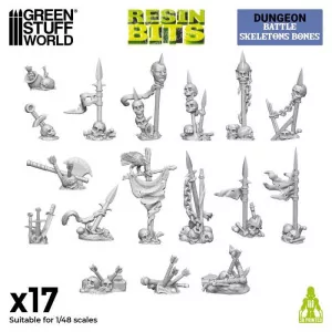 Green Stuff World: 12933 Resin Bits - Battle Skeletons Bones 1/48 [17]