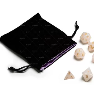 Velvet Dice Bag with Purple Satin Lining 12x10cm