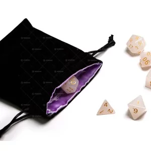 Velvet Dice Bag with Purple Satin Lining 12x10cm 2