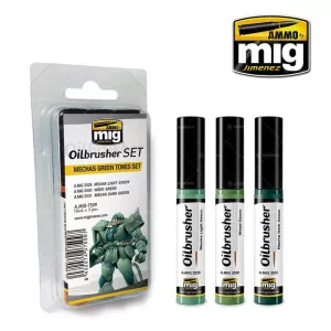 Ammo Mig: 7509 Oilbrusher Set - Mechas Green Tones  Set