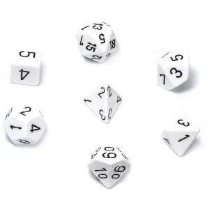 Chessex Dice: CHX25401 Solid White w/ Black (7)