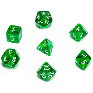 Chessex Dice: CHX23075 Translucent Green/White (7)