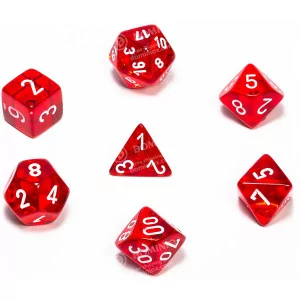 Chessex Dice: CHX23074 Translucent Red/White (7)