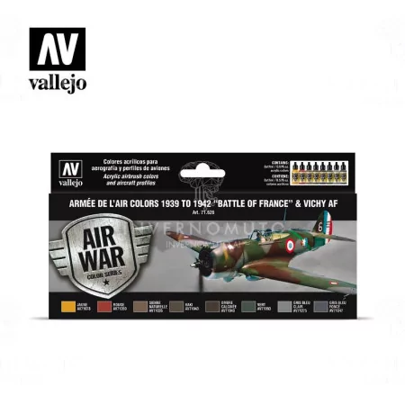 71.626 Vallejo Model Air Air War: Armèe de l'air Colors 1939 to 1942 "battle of France" & Vichy AF [8x17ml]