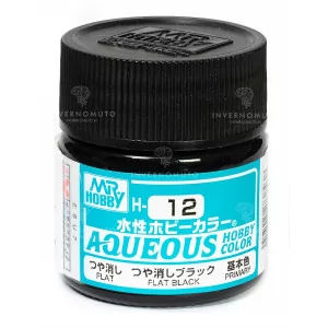 H-012 Mr Hobby Aqueous: Flat Black/Nero Opaco | Opaco | Primario | (10ml)