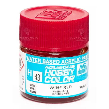 H-043 Mr Hobby Aqueous: Wine Red/Rosso Scuro | Gloss | Primary (10ml)