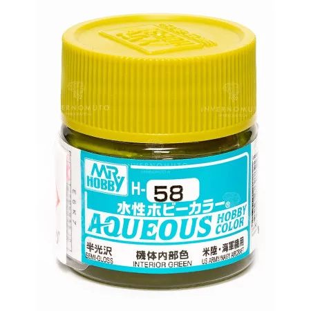 H-058 Mr Hobby Aqueous: Interior Green/Verde Interni | Gloss | Aviazione USAF/US ARMY | (10ml)