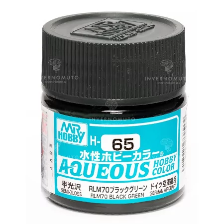H-065 Mr Hobby Aqueous: RLM70 Black Green/Verde Nero | SemiGloss | Aviazione Tedesca WWII | (10ml)