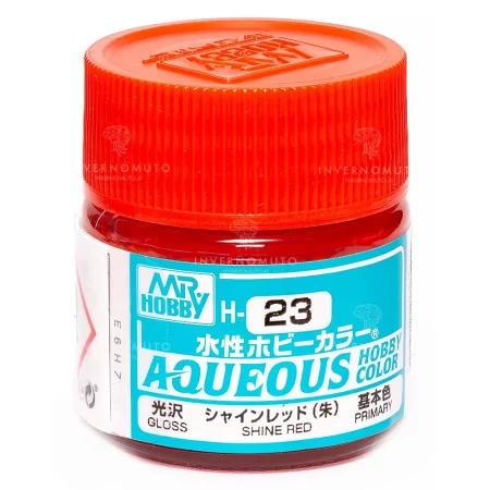 H-023 Mr Hobby Aqueous: Shine Red/Rosso Brillante | Gloss | Primary | (10ml)