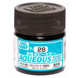 H-028 Mr Hobby Aqueous: Metal Black/Nero Metallico | Lucido | Primario | (10ml)