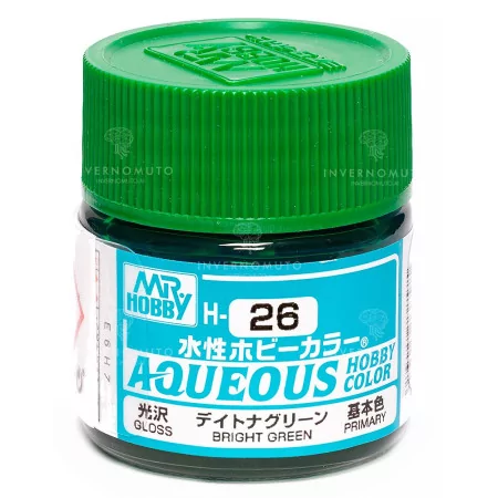 H-026 Mr Hobby Aqueous: Brigth Green/Verde Brillante | Gloss | Primary | (10ml)