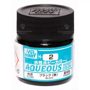 H-002 Mr Hobby Aqueous: Black/Nero | Lucido | Primario | (10ml)
