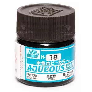 H-018 Mr Hobby Aqueous: Steel/Acciaio | Metallizzato Lucido | Primario | (10ml)