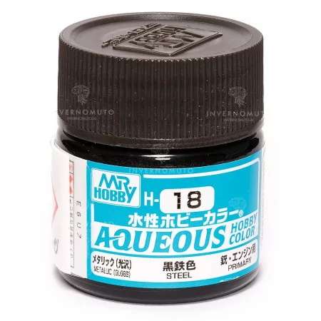 H-018 Mr Hobby Aqueous: Steel/Acciaio | Metallic Gloss | Primary | (10ml)