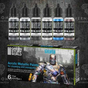 9910 Green Stuff World: Metallic Paints Set - Silver