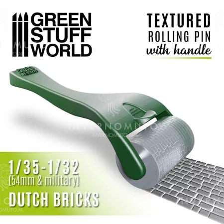 10490 Green Stuff World: Rolling pin with Handle - Dutch Bricks