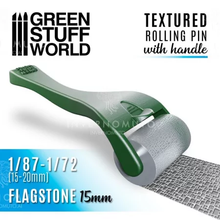 10491 Green Stuff World: Rolling pin with Handle - Flagstone 15mm