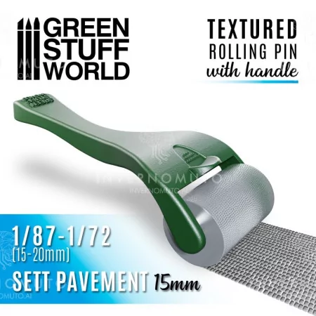 10494 Green Stuff World: Rolling pin with Handle - Sett Pavement 15mm