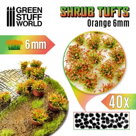 10745 Green Stuff World: Shrubs TUFTS - 6mm self-adhesive - ORANGE