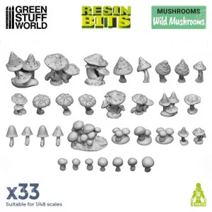 Green Stuff World: 11608 Resin Bits - Wild Mushrooms 1/48 | 33x