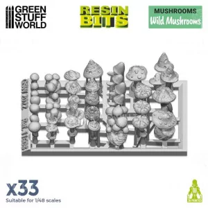 Green Stuff World: 11608 Resin Bits - Wild Mushrooms 1/48 | 33x 2