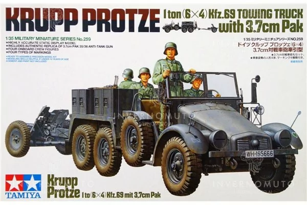 Tamiya 35259 | Krupp Protze 1ton (6x4) Kfz.69 Towing Truck with 3,7cm Pak | 1:35