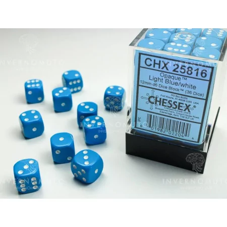 Chessex Dice: CHX25816 D6 Opaque Light Blue/white (36)