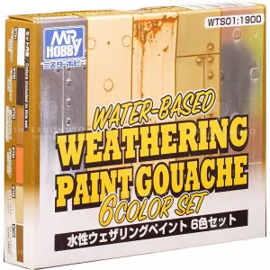 Mr Hobby WTS01 Weathering Paint Gouache 6 Colors Set | 6x 20ml