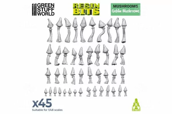 Green Stuff World: 11620 Resin Bits - Goblin Mushrooms 1/48 [45]