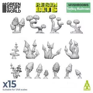 Green Stuff World: 11622 Resin Bits - Fantasy Mushrooms 1/48 [15]