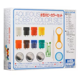 HS-30-1600 Mr Hobby Aqueous: Color Set + Accessori 8 colori