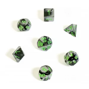 Chessex: CHX20645 Mini 7-Die Set Gemini Black-Grey/green [7]