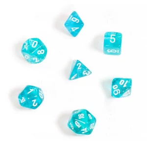 Chessex: CHX20385 Mini 7-Die Set Translucent Teal/white [7] 2