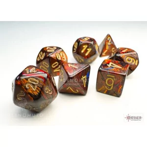 Chessex: CHX20419 Mini 7-Die Set Scarab Blue Blood/gold [7]