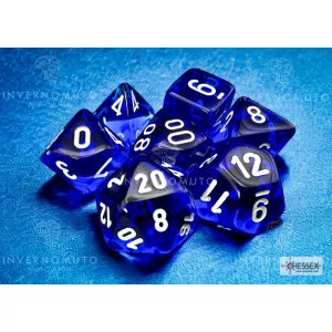 Chessex: CHX23076 Translucent 7-Die Blue/white  [7] 2