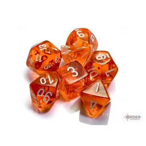 Chessex: CHX23073 Translucent 7-Die Orange/white  [7]