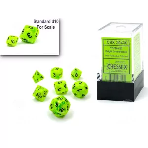 Chessex: CHX20430 Mini 7-Die Set Vortex Bright Green/black [7]