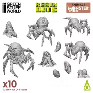 Green Stuff World: 12299 Resin Bits - Monster Spiders 1/48 [10]