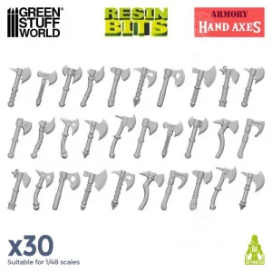 Green Stuff World: 12792 Resin Bits - Hand Axes 1/48 [30]
