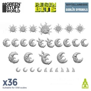 Green Stuff World: 12965 Resin Bits - Goblin Symbols 1/48 [36]