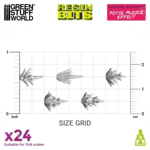 Green Stuff World: 12913 Resin Bits - Pistol Muzzle Effect 1/48 [24] 2