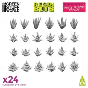 Green Stuff World: 12913 Resin Bits - Pistol Muzzle Effect 1/48 [24]