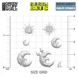 Green Stuff World: 12965 Resin Bits - Goblin Symbols 1/48 [36] 2